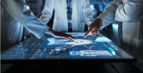 Neurology team reviewing scan